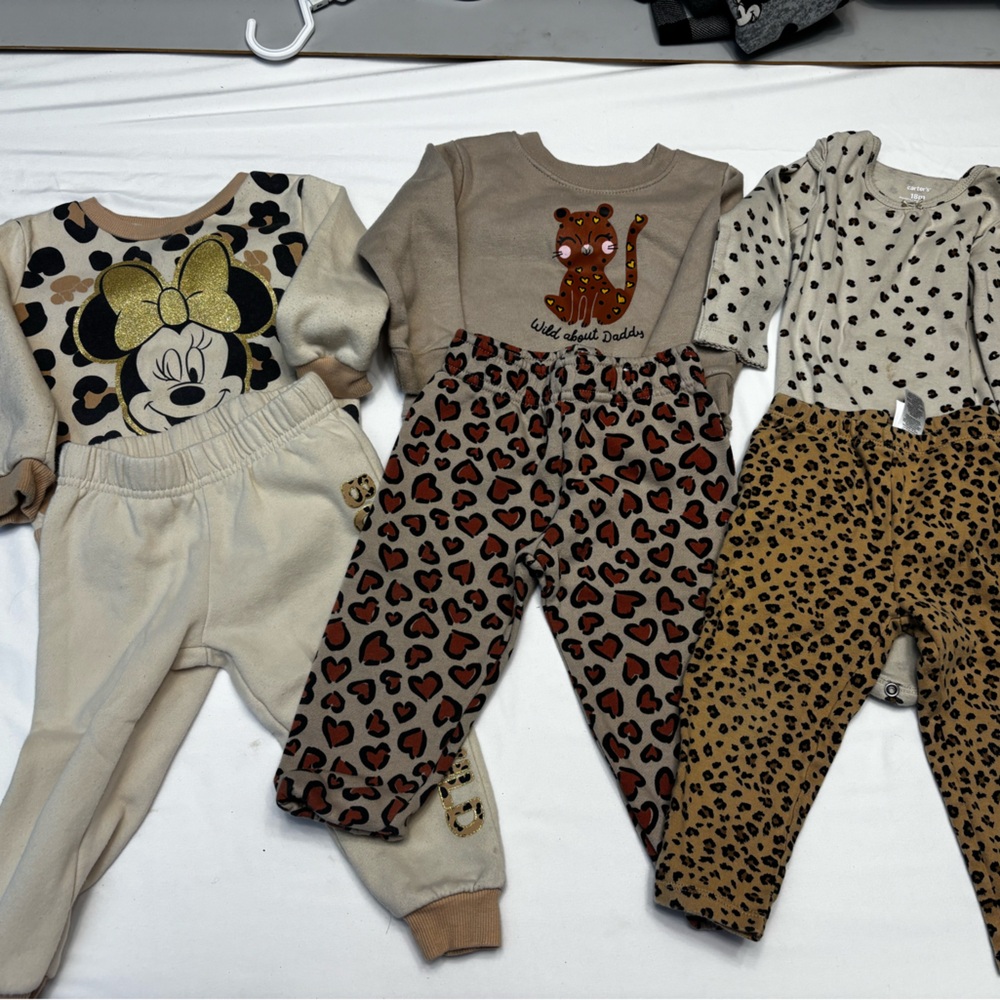 Mixed Brands Baby girl outfits with Cream and Brown Tones leopard print